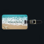 Beach With Starfish on Sand Luggage Tag<br><div class="desc">This summer design features a beautiful picture of a beach shore with sand and starfish. This photo is perfect for someone that enjoys the beach,  the summer season,  vacation and holiday. Fresh,  bright and colourful will put you in a good mood.</div>