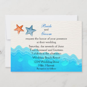 Beach With Starfish Wedding Invitation
