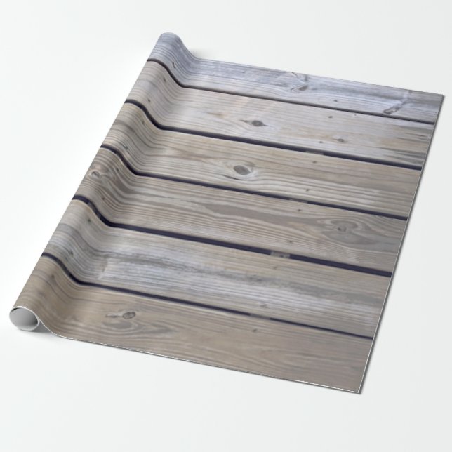 Beach Wood Planks Wrapping Paper (Unrolled)