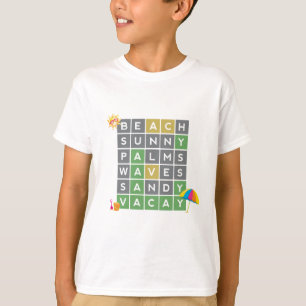 Beach Word Art Summer Vacation Word Puzzle T-Shirt