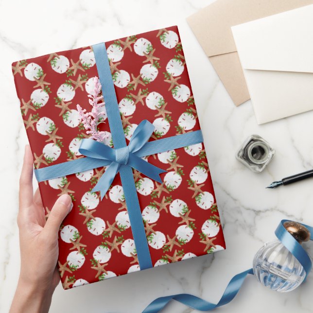 Beach Wreath Small Pattern Christmas Wrapping Pape Wrapping Paper (Gifting)