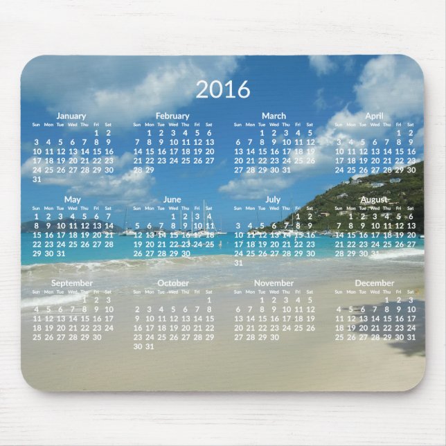 Beach Yearly Calendar 2016 Mousepads Add Photo (Front)