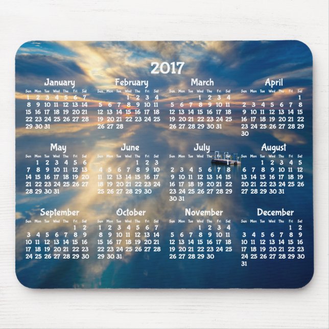 Beach Yearly Calendar 2017 Mouse Pad (Front)