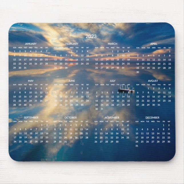 Beach Yearly Calendar 2023 Mouse Pad (Front)