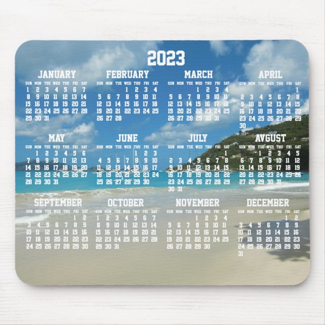 Beach Yearly Calendar 2023 Mouse Pads (Front)