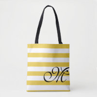 Beach Yellow & White Stripes Monogram Chic