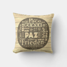 Beachcomber cushion, peace in multi languages cush
