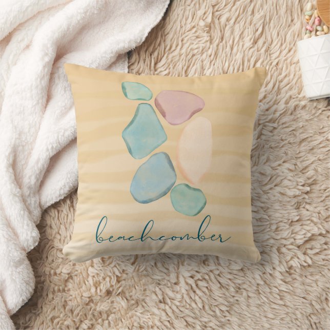 Beachcomber Sea glass Throw Pillow (Blanket)