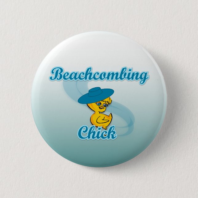 Beachcombing Chick #3 2 Inch Round Button (Front)
