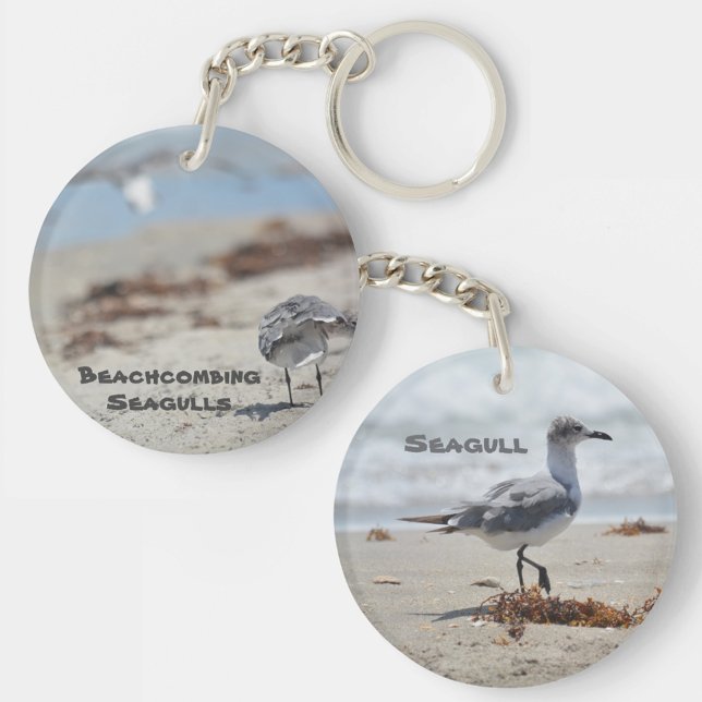 Beachcombing Seagull Personalized Keychain (Creator Uploaded)