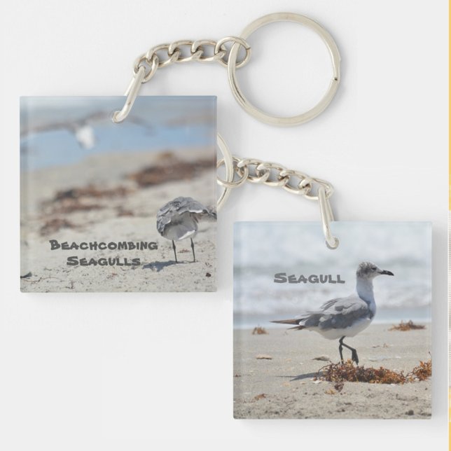 Beachcombing Seagulls Beach customizable Keychain (Creator Uploaded)