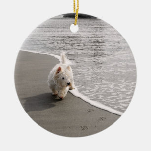 Beachcombing Westie Dog Photo Ornament