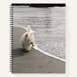 Beachcombing Westie Photo 8"x11" Spiral Notebook