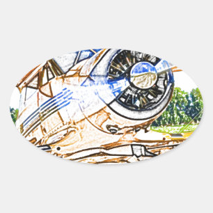 Beachcraft Staggerwing Vintage aircraft Oval Sticker