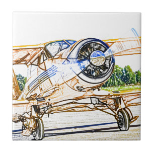 Beachcraft Staggerwing Vintage aircraft Tile
