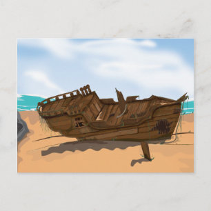 Beached Shipwreck Postcard