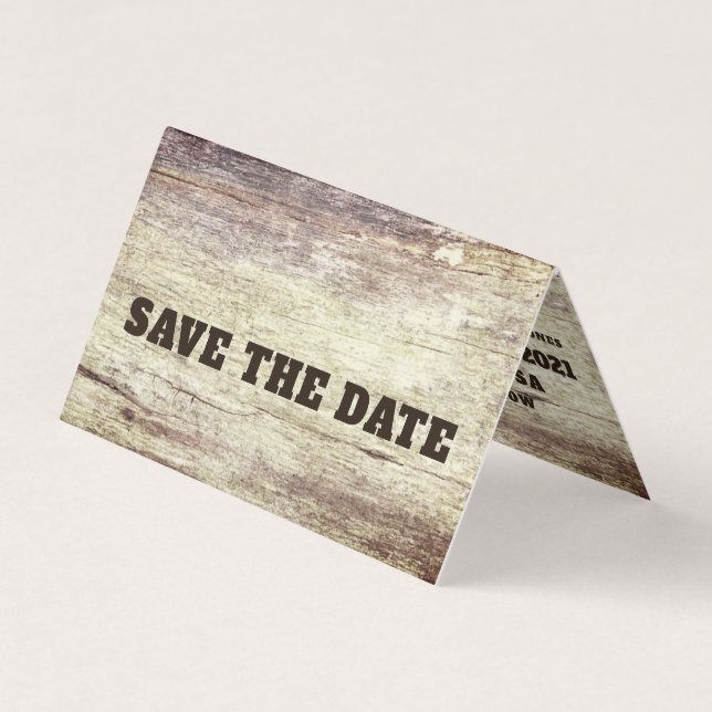 Beached Wood Effect, Photo Save The Date Card (Front)