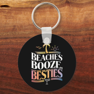 Beaches Booze & Besties Coconut Tree Summer  Keychain