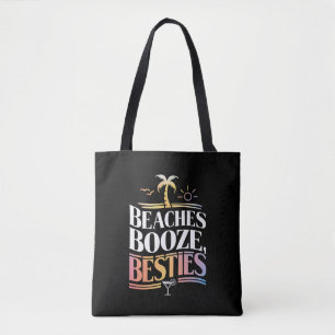 Beaches Booze & Besties Coconut Tree Summer  Tote Bag