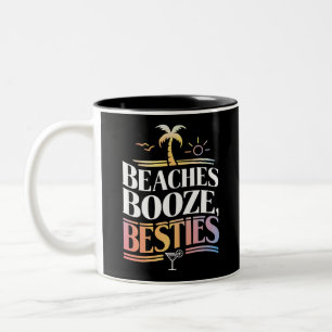 Beaches Booze & Besties Coconut Tree Summer Two-Tone Coffee Mug