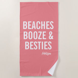 Beaches Booze & Besties Coral Beach Towel