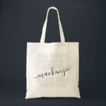 Beaches Booze Besties Girls Trip Custom Name Tote Bag<br><div class="desc">Personalized Girls Weekend Trip Custom Tote Bag with editable text and wording for your date,  destination or location,  name,  and fun quote like "beaches,  booze,  and besties" makes a fun and useful keepsake for your travel squad or bridesmaids.</div>