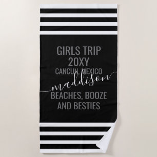 Beaches Booze Besties Personalized Bachelorette Beach Towel