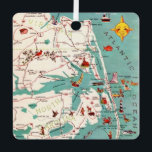 Beaches of the Outer Banks Metal Ornament<br><div class="desc">Great vintage postcard map of the Outer Banks repurposed on an ornament.</div>
