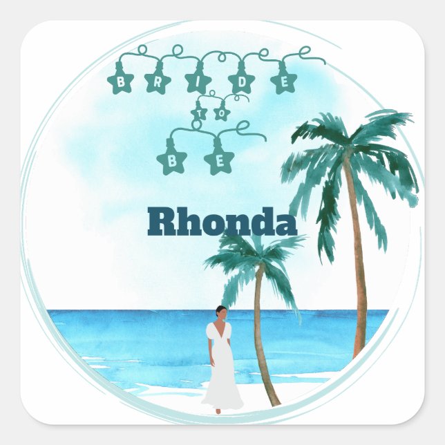 Beachfront Belle  Wedding Design   Square Sticker (Front)