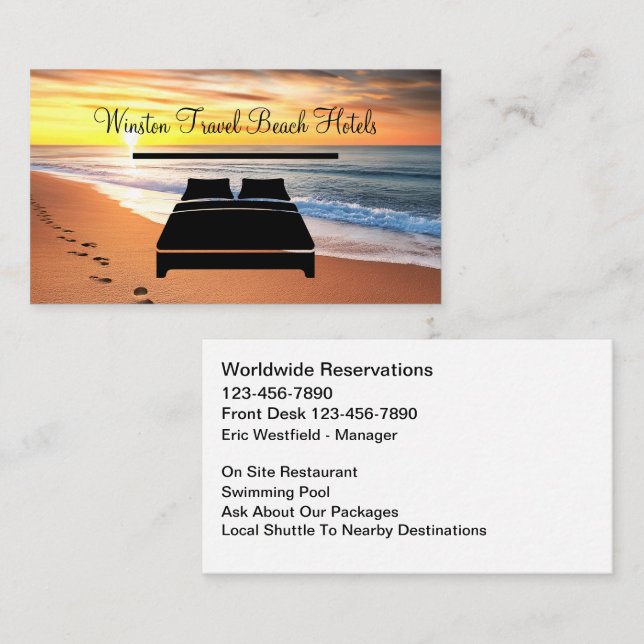 Beachfront Hotel Travel Business Cards (Front/Back)