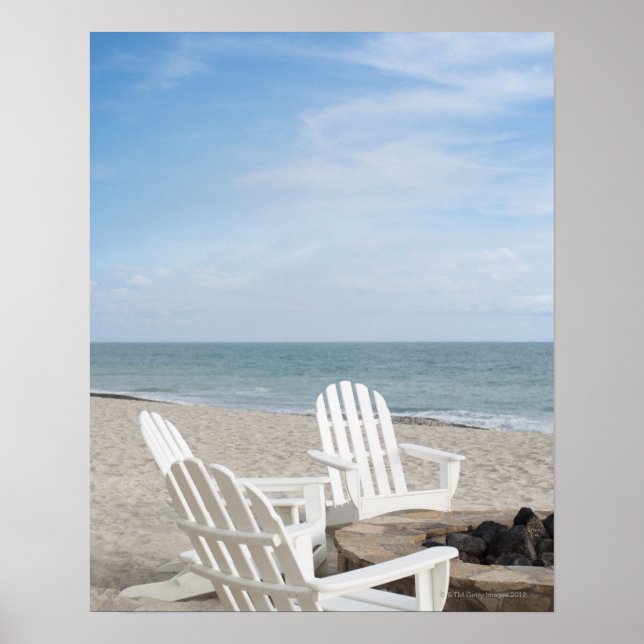 beachfront house with adirondack chairs and poster (Front)