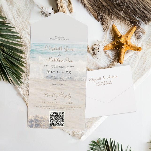 Beachfront Wedding Beachside Wedding All In On One Invitation (Creator Uploaded)