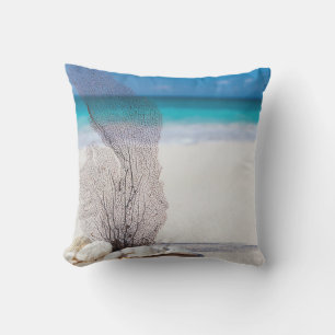 Beaching It Coral Throw Pillow