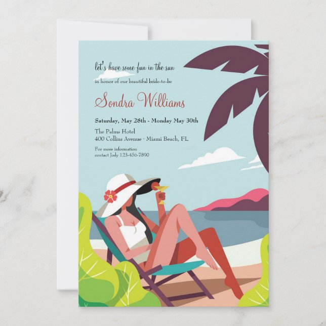 Beachside Bachelorette Party Invitation (Front)