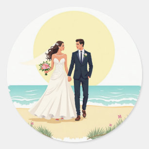 Beachside Bliss Wedding Sticker