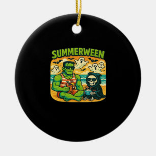 Beachside Boogeymen - Retro Summerween Vibes Class Ceramic Ornament