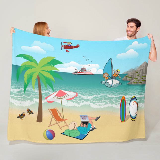 Beachside Fun Fleece Blanket (In Situ)
