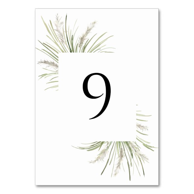 Beachside Pampas Grass Frame Table Number (Front)