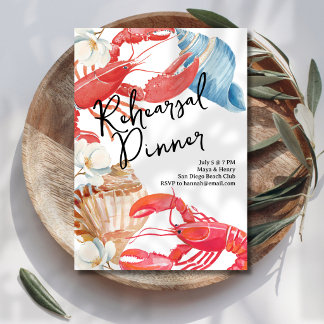 Beachside Rehearsal Dinner Wedding Invitation