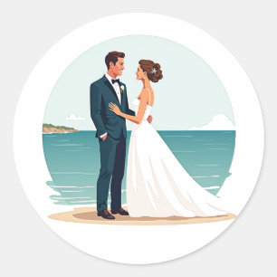 Beachside Wedding couple sticker