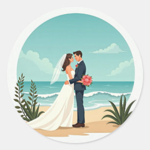 Beachside Wedding Sticker 