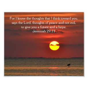 BeachSunset Photo Bible Scripture - Jeremiah 29:11 Print
