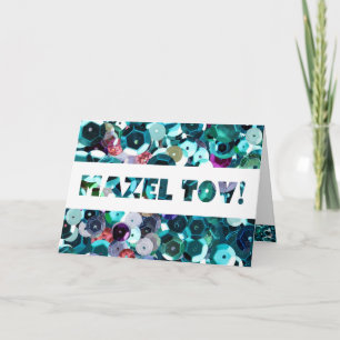 Beachy Aqua Blue Faux Sequins Card