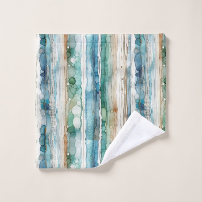 Beachy, artsy abstract ink stripes wash cloth (Wash Cloth)