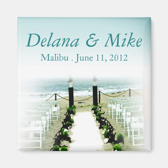 Beachy Beach Wedding Favour Keepsake Magnet (Front)