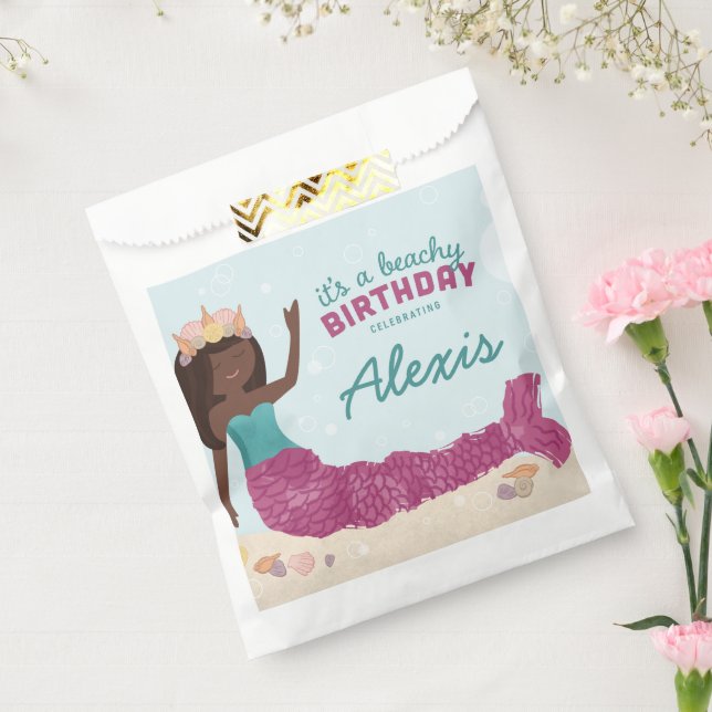 Beachy Birthday Mermaid Favour Box Pink Teal Favour Bag (Sealed)