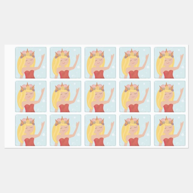 Beachy Birthday Mermaid Peach Teal (Sheet)