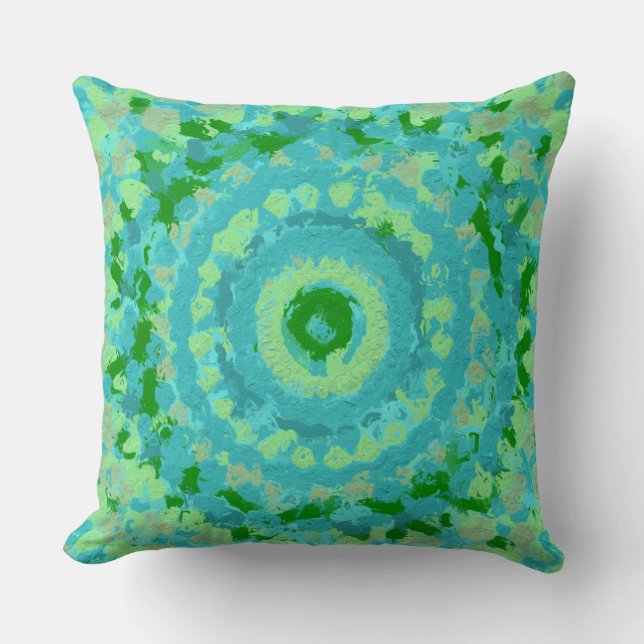 Beachy Blue and Green Clay Art 6096 Throw Pillow (Front)