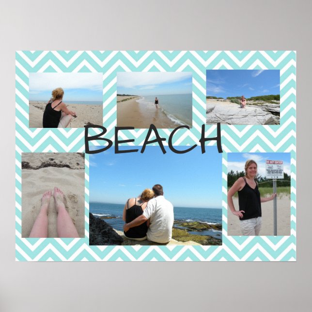 Beachy Blue Multi Picture Personalized Poster (Front)