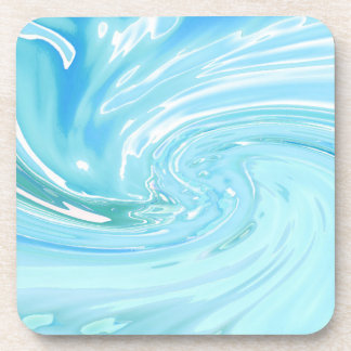 Beachy Blue Ocean Abstract Acrylic Pour  Coaster